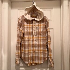 New Kimes Ranch Women’s Delano Hooded Plaid Flannel Botton-down Shirt size M